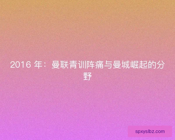 2016 年：曼联青训阵痛与曼城崛起的分野