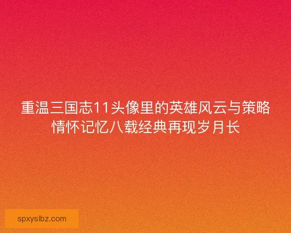 重温三国志11头像里的英雄风云与策略情怀记忆八载经典再现岁月长